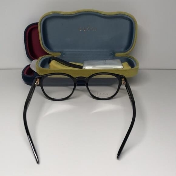 New Authentic Gucci GG0827O 001 Black Round Eyeglasses - Picture 10 of 11